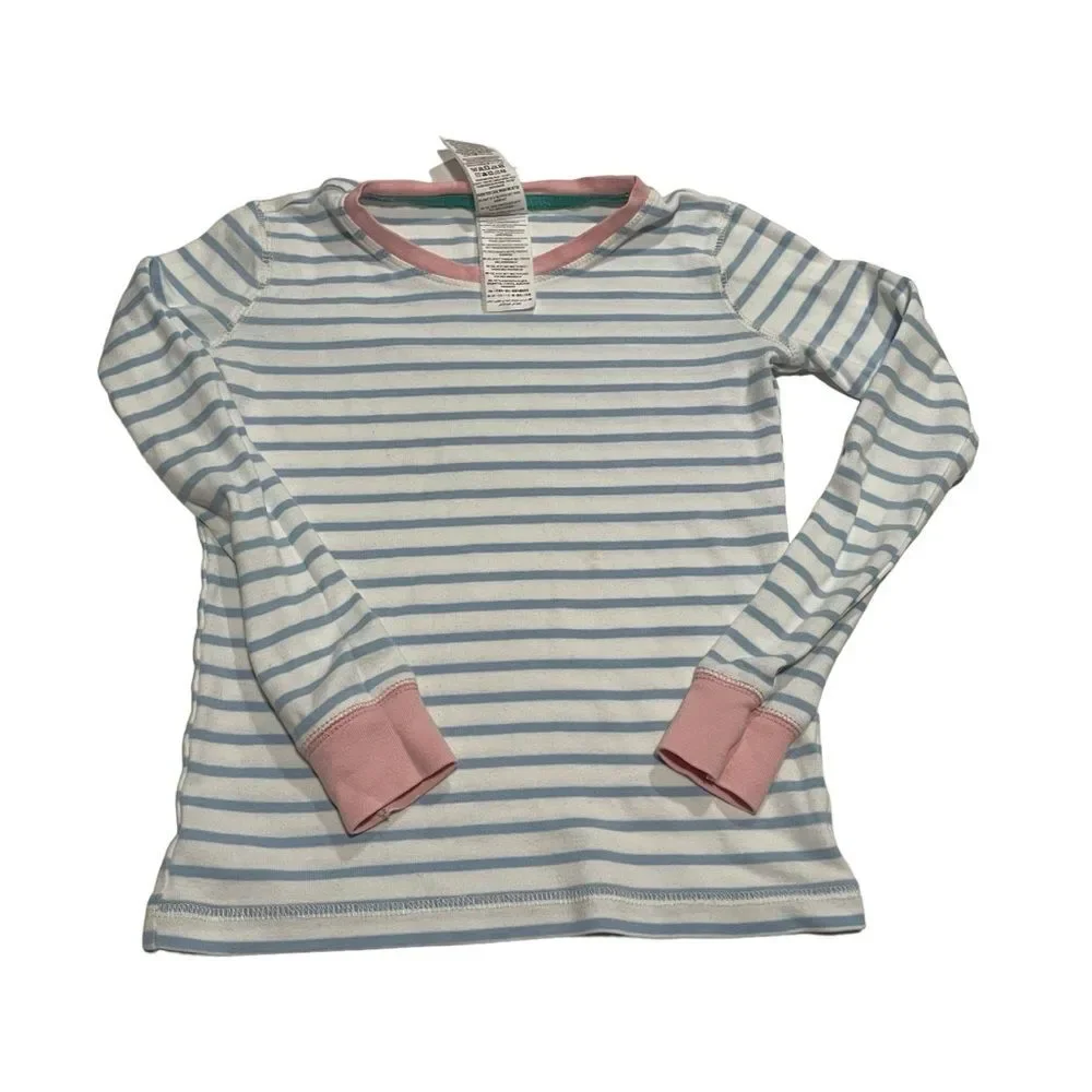 Mini Boden White Striped Long Sleeve Pajama Shirt